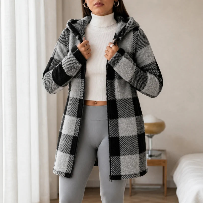 Aria | Buffalo Check Hooded Jacket with Full Zip