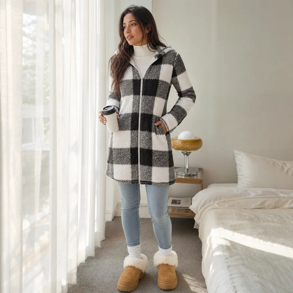 Aria | Buffalo Check Hooded Jacket with Full Zip