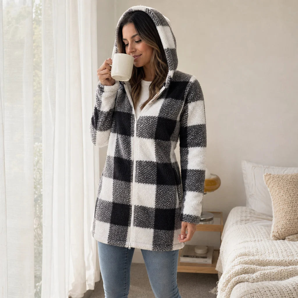 Aria | Buffalo Check Hooded Jacket with Full Zip