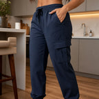 CargoEase Joggers | High-Waisted, Wide-Leg, Polyester 9