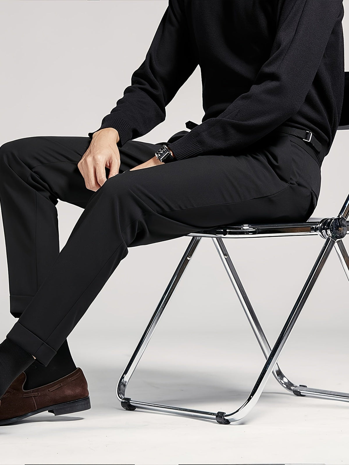 Gavin | Pleated Ankle-Length Pants with Cuffs