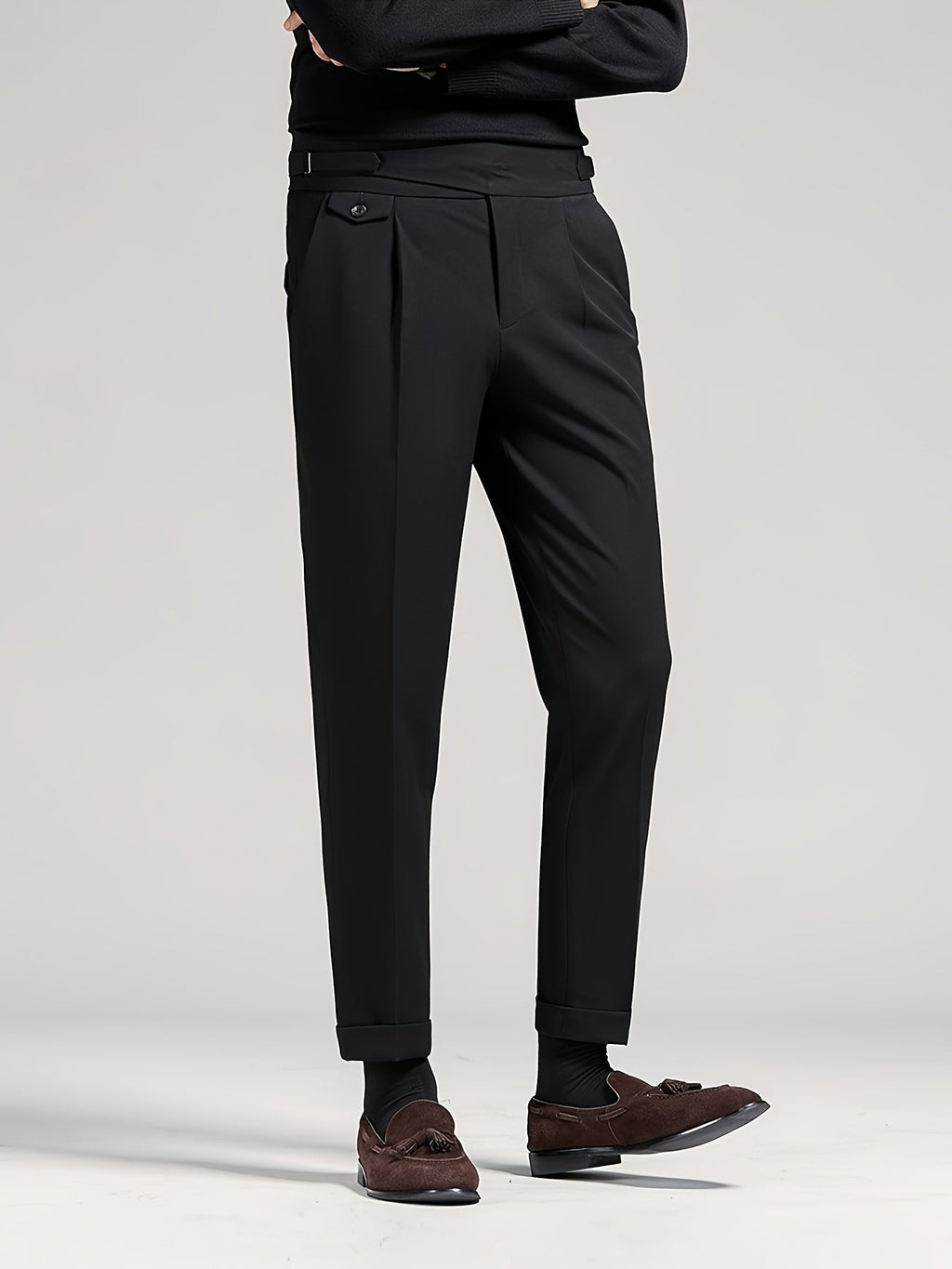 Gavin | Pleated Ankle-Length Pants with Cuffs