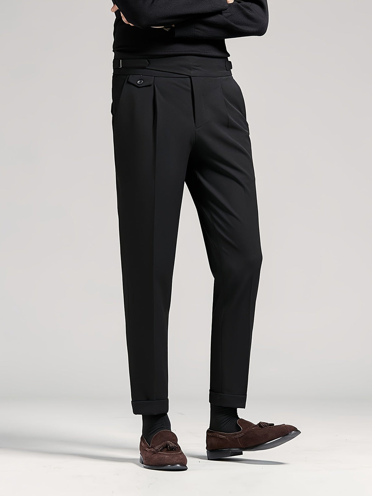 Gavin | Pleated Ankle-Length Pants with Cuffs