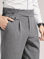 Gavin | Pleated Ankle-Length Pants with Cuffs