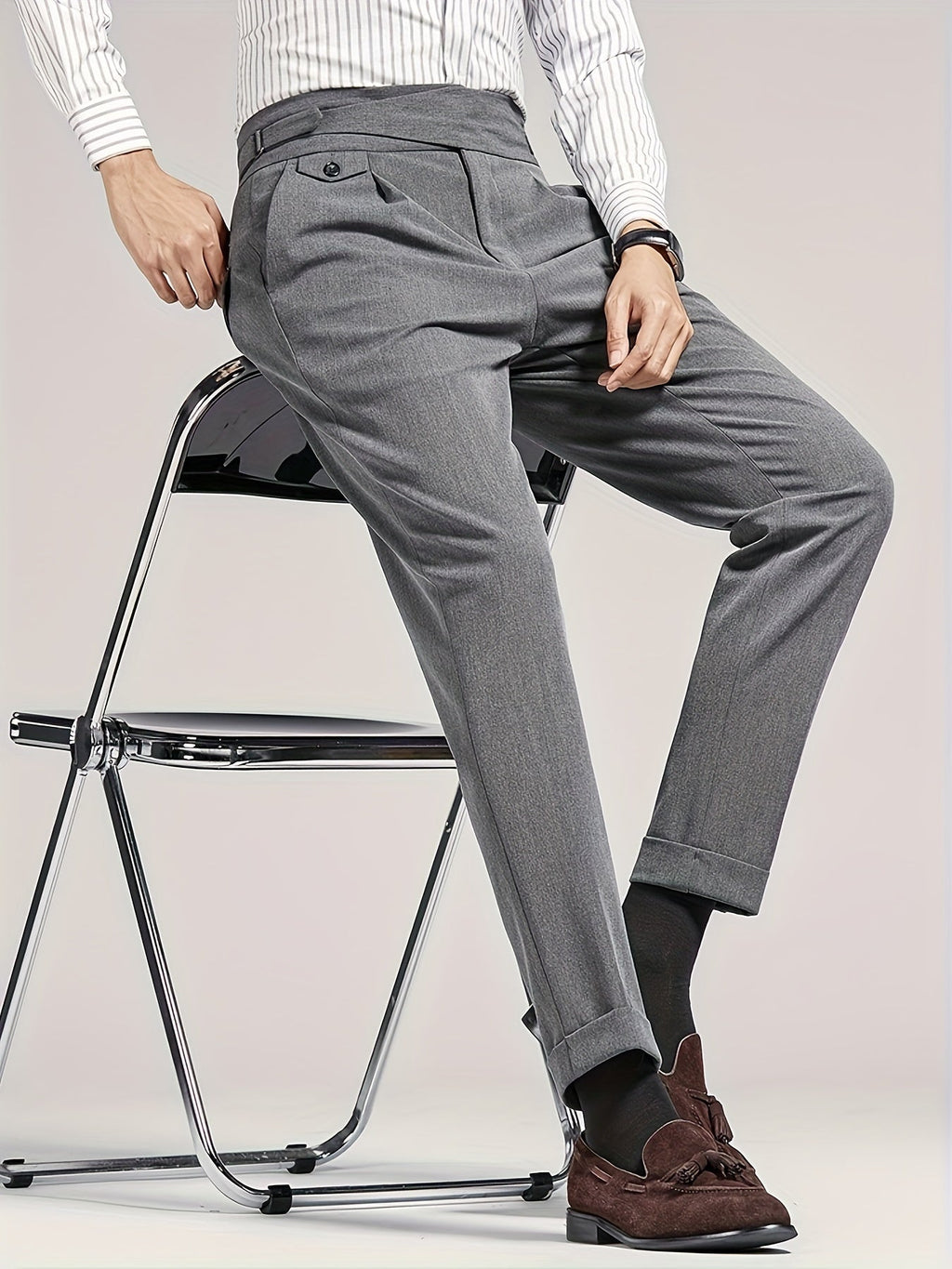 Gavin | Pleated Ankle-Length Pants with Cuffs
