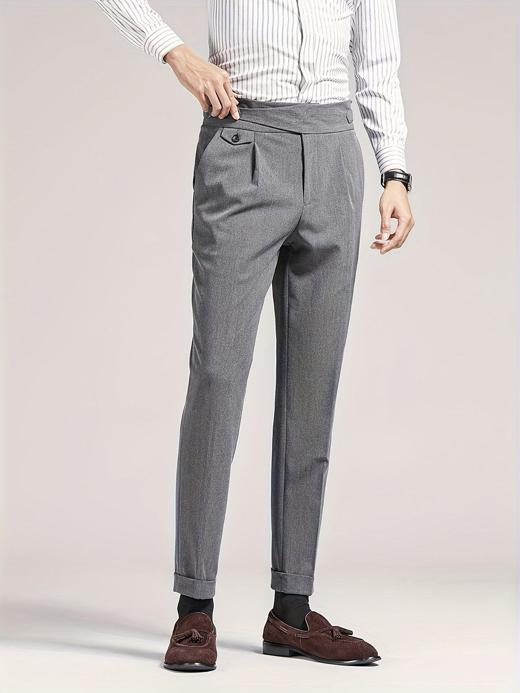 Gavin | Pleated Ankle-Length Pants with Cuffs