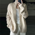Arianna | Cable-Knit Cardigan with High Collar