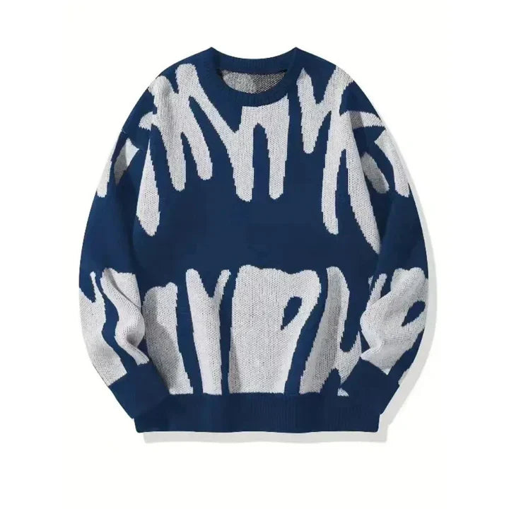 Mason | Intarsia Sweater with Ribbed Trims