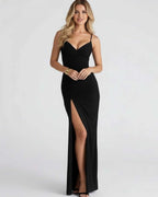 Celeste | V-Neck Maxi Dress with High Slit