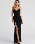 Celeste | V-Neck Maxi Dress with High Slit