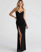 Celeste | V-Neck Maxi Dress with High Slit