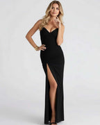 Celeste | V-Neck Maxi Dress with High Slit