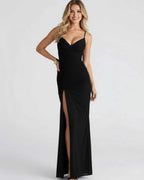 Celeste | V-Neck Maxi Dress with High Slit