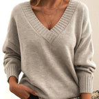 Tiffany | Deep V-Neck Knit Top with Dropped Shoulders
