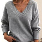 Tiffany | Deep V-Neck Knit Top with Dropped Shoulders