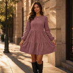 Blair | Long-Sleeve Corduroy Dress with Relaxed Fit