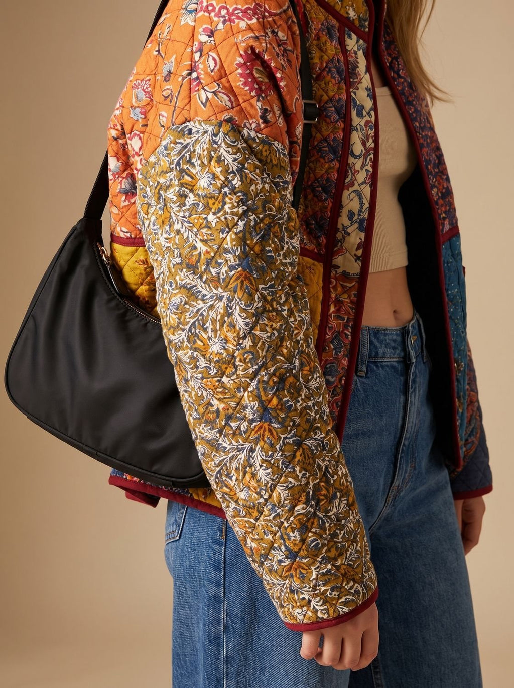 Alma | Quilted Patchwork Jacket with Stand Collar
