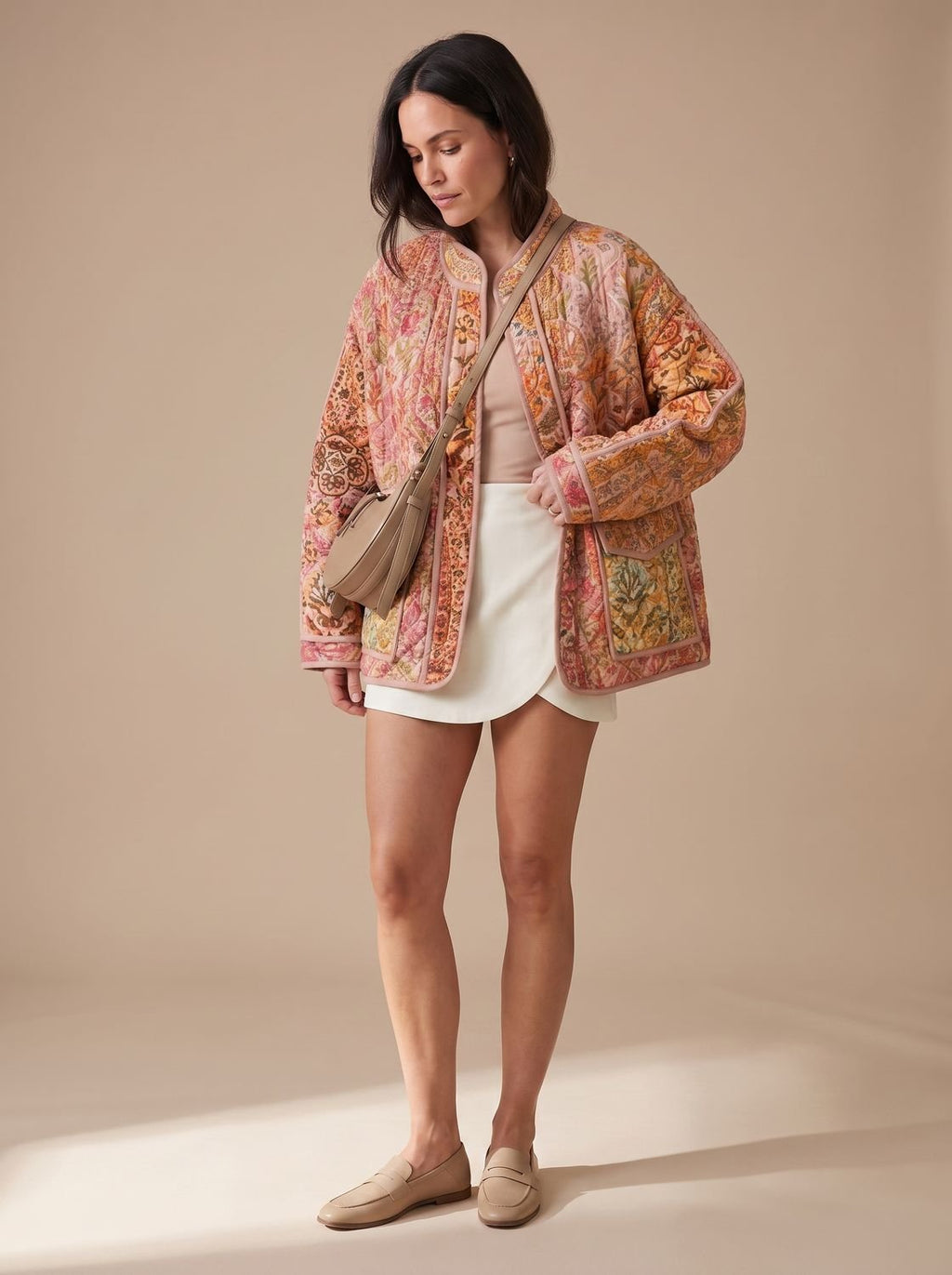 Alma | Quilted Patchwork Jacket with Stand Collar