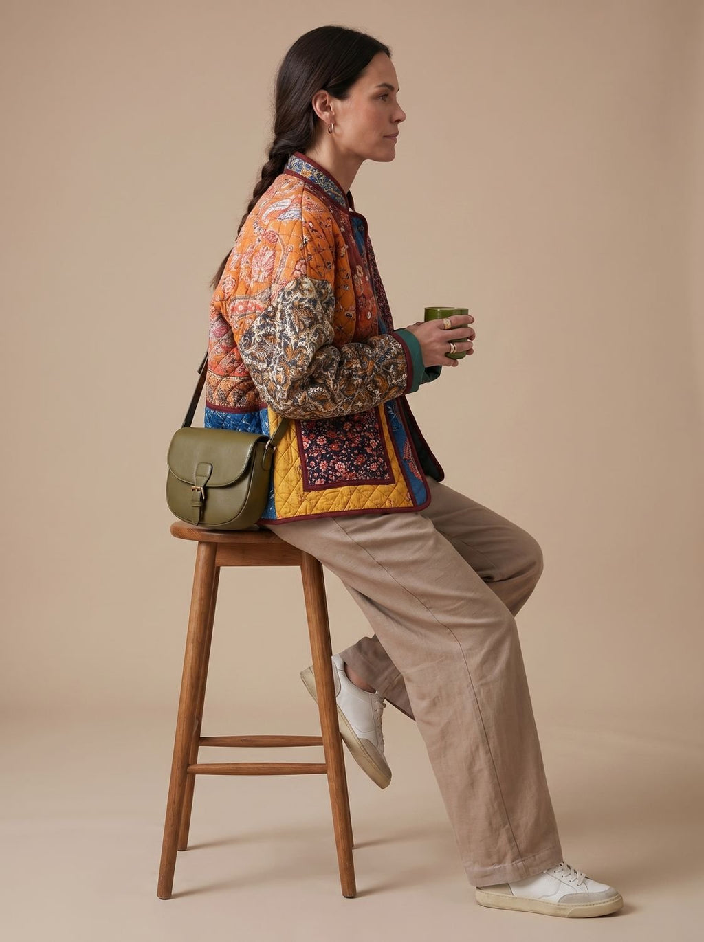 Alma | Quilted Patchwork Jacket with Stand Collar