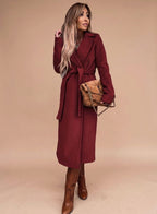 Angela | Wrap Coat with Tie Belt and Notched Collar