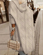 Priscilla | Long Hooded Cable Knit Cardigan