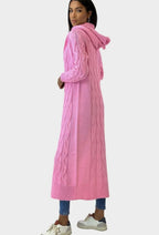 Priscilla | Long Hooded Cable Knit Cardigan