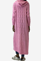 Priscilla | Long Hooded Cable Knit Cardigan