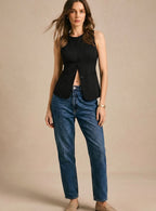 Emma | Fitted Vest with Seven Buttons and Rounded Hem