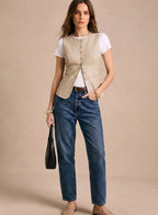 Emma | Fitted Vest with Seven Buttons and Rounded Hem