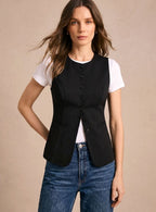 Emma | Fitted Vest with Seven Buttons and Rounded Hem