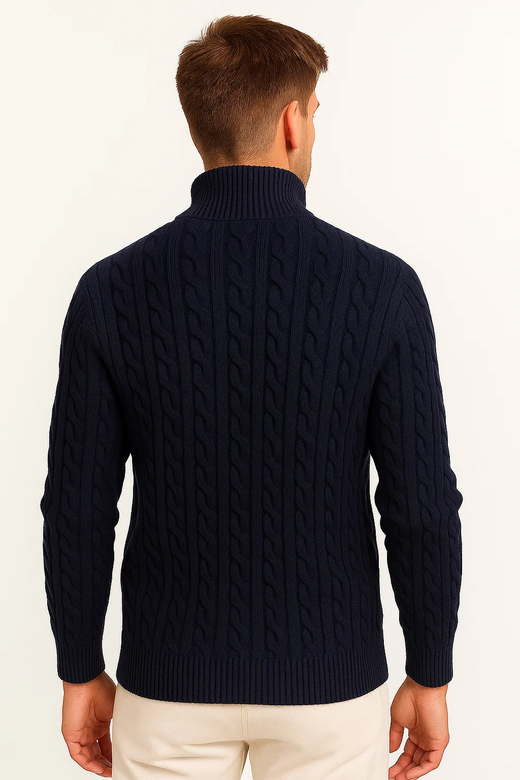 Tucker | Cable-Knit Half-Zip Sweater with Stand Collar