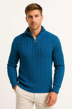 Tucker | Cable-Knit Half-Zip Sweater with Stand Collar