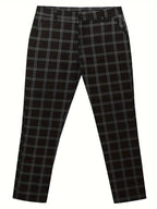 Reid | Plaid Slim-Fit Pants with Belt Loops