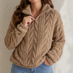 Cora Cable-Knit Pullover | Quarter-Zip, Relaxed Fit 1
