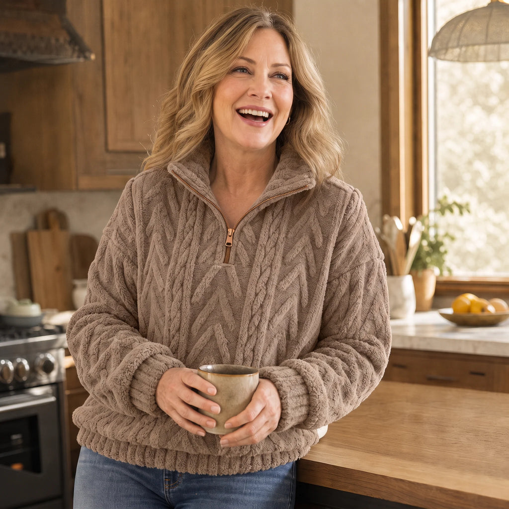 Cora Cable-Knit Pullover | Quarter-Zip, Relaxed Fit 3