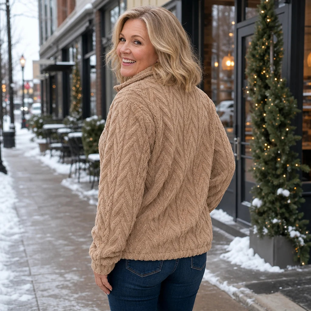 Cora Cable-Knit Pullover | Quarter-Zip, Relaxed Fit 6