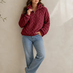 Cora Cable-Knit Pullover | Quarter-Zip, Relaxed Fit 9