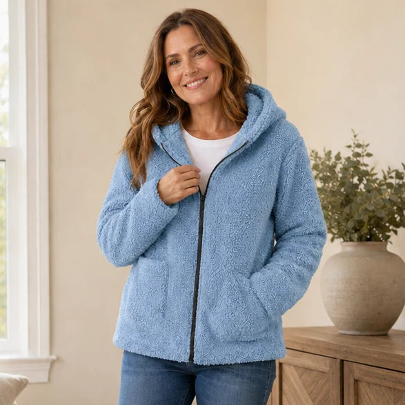 Emily | Plush Fleece-Look Hooded Jacket with Pockets