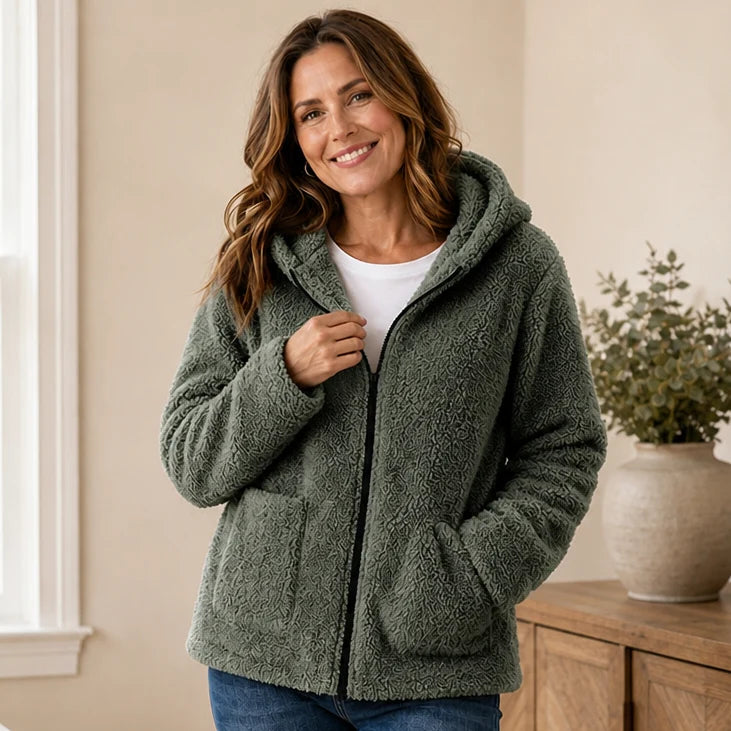 Emily | Plush Fleece-Look Hooded Jacket with Pockets