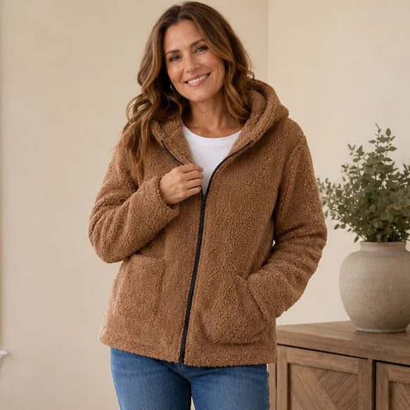 Emily | Plush Fleece-Look Hooded Jacket with Pockets