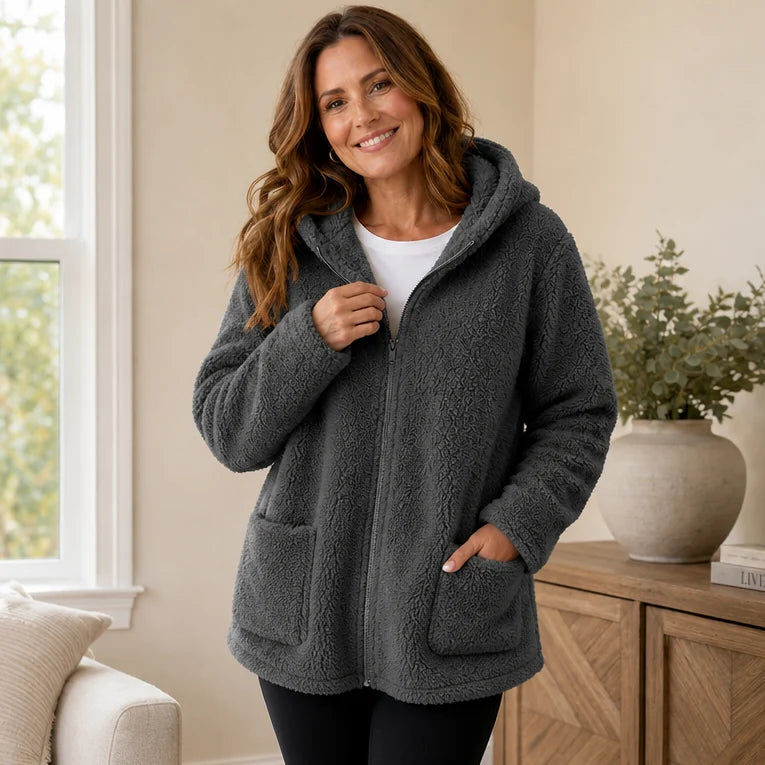 Emily | Plush Fleece-Look Hooded Jacket with Pockets
