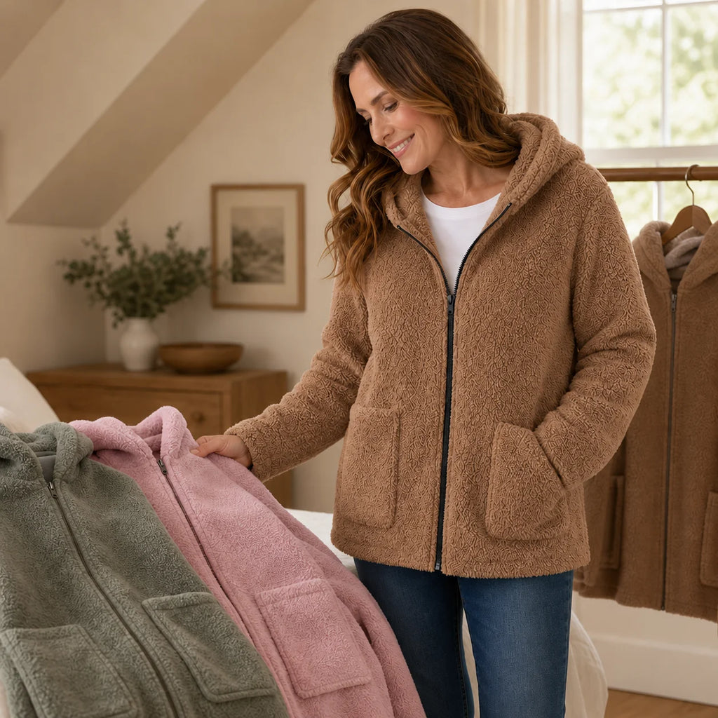 Emily | Plush Fleece-Look Hooded Jacket with Pockets