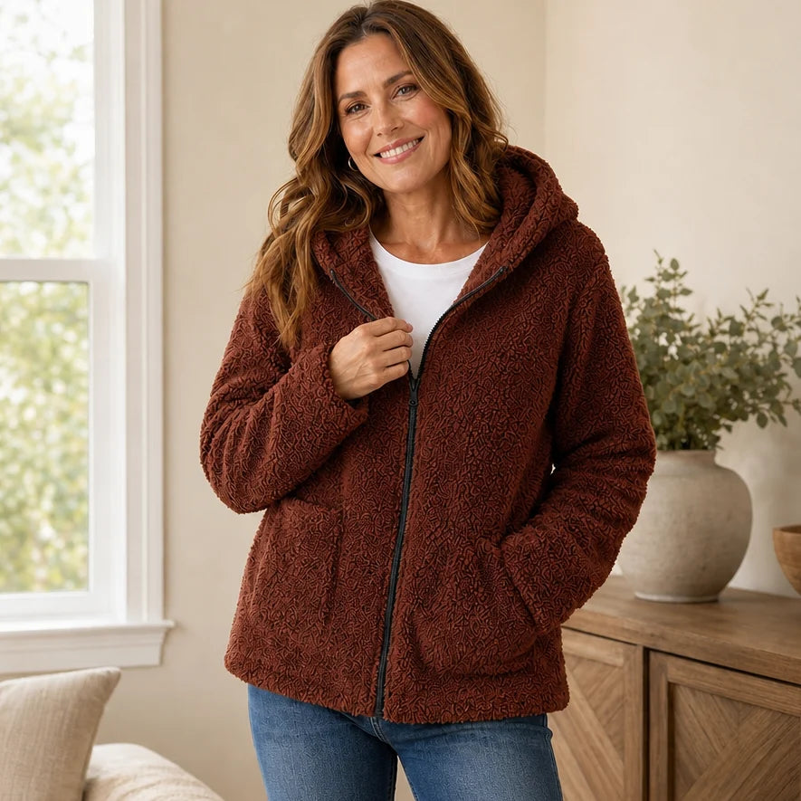 Emily | Plush Fleece-Look Hooded Jacket with Pockets