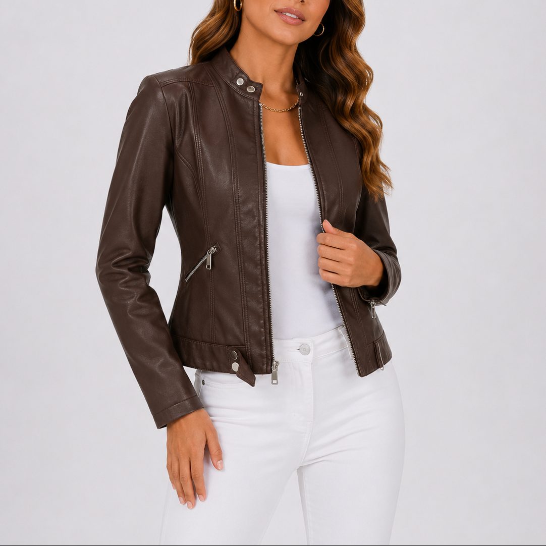 Naomi | Jacket with Stand Collar and Angled Zip Pockets