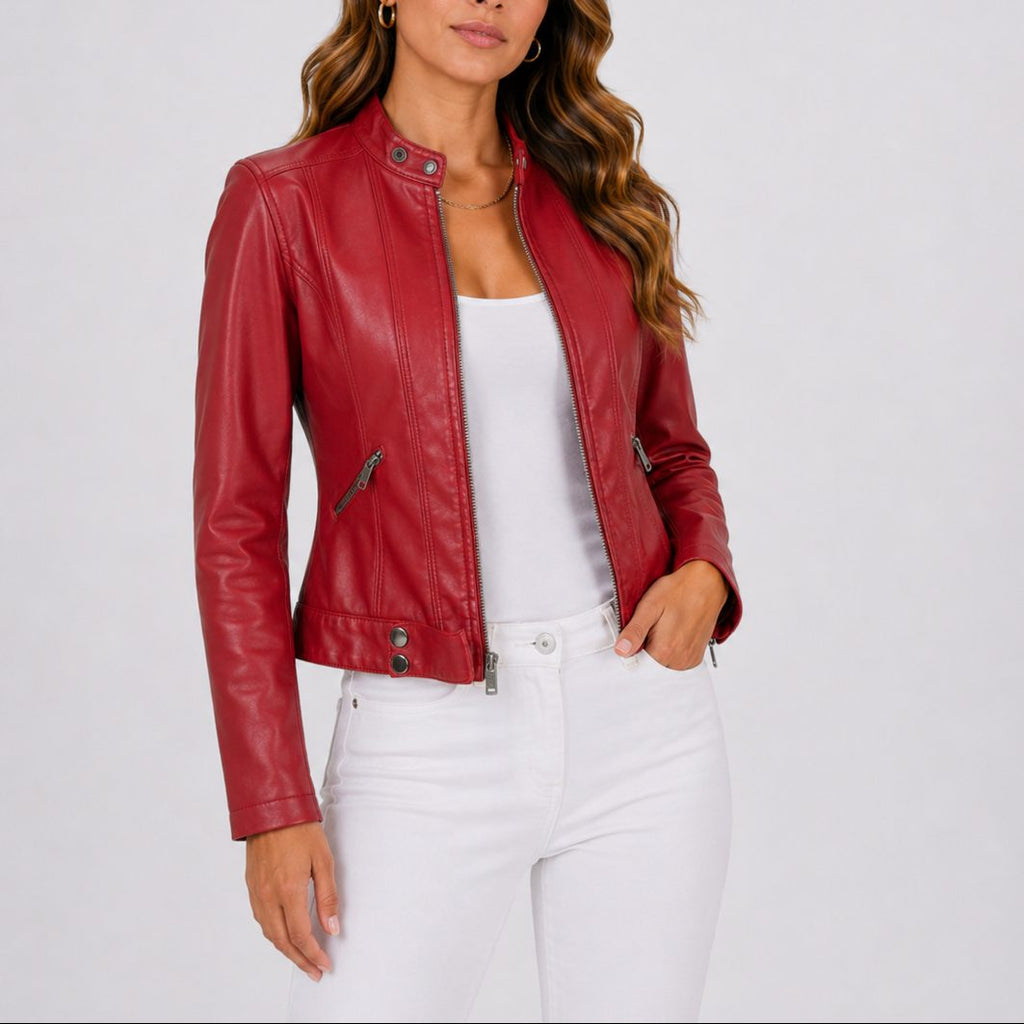 Naomi | Jacket with Stand Collar and Angled Zip Pockets
