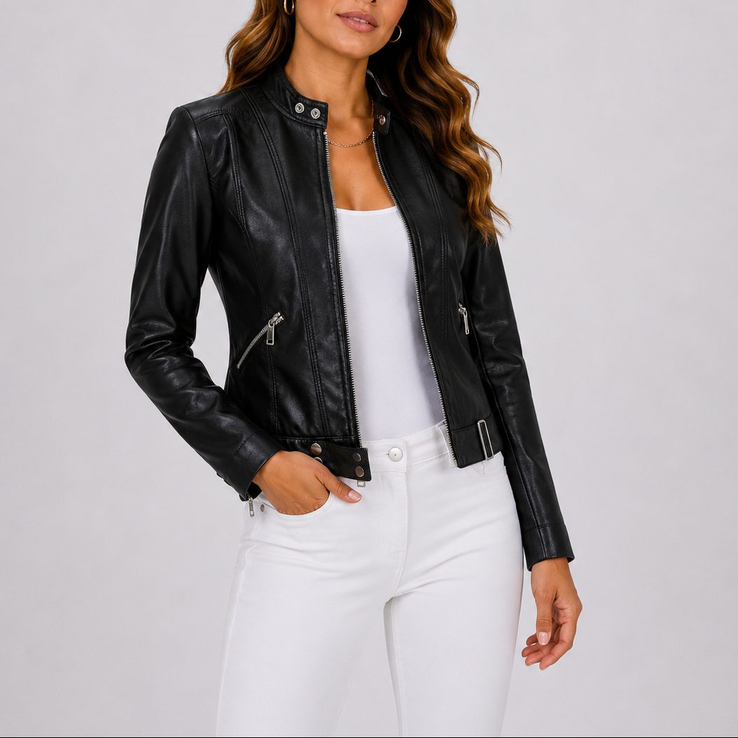 Naomi | Jacket with Stand Collar and Angled Zip Pockets