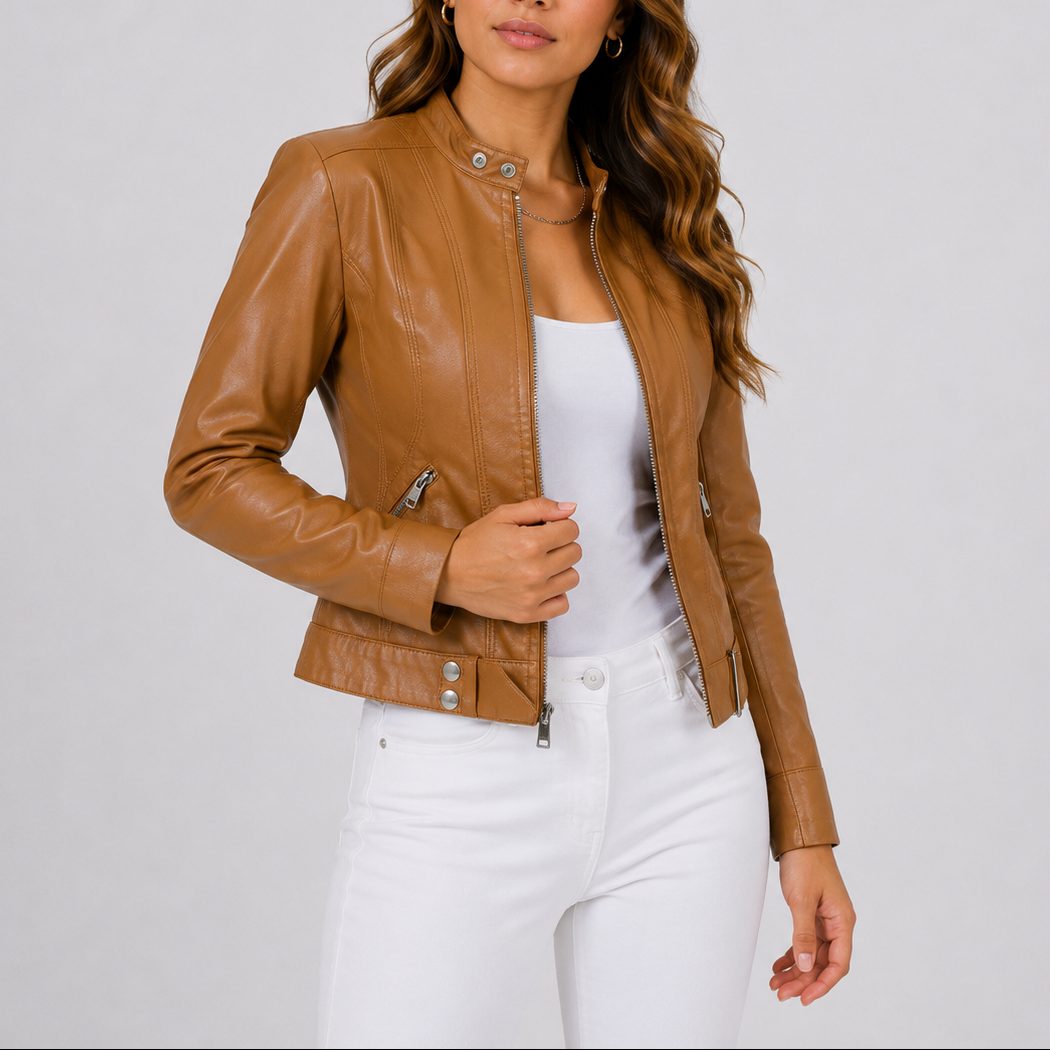 Naomi | Jacket with Stand Collar and Angled Zip Pockets