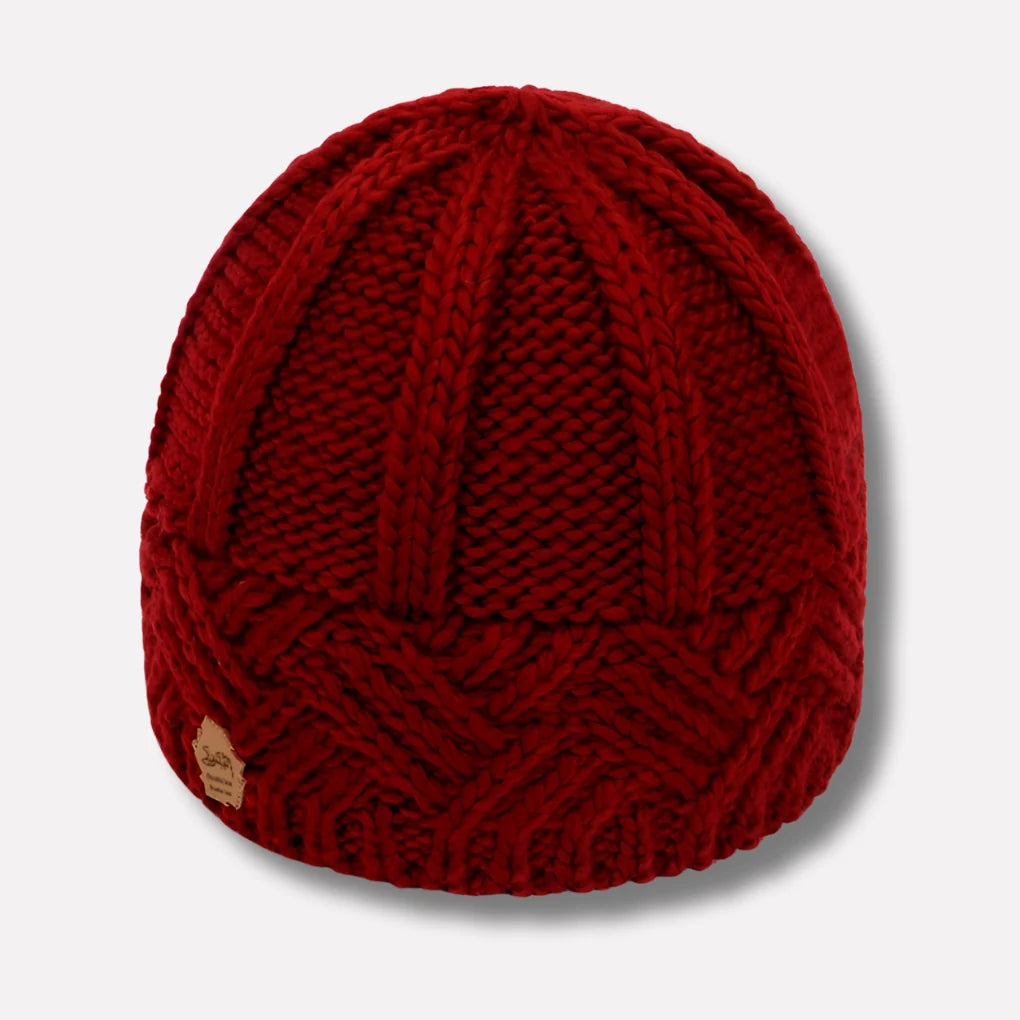 Rhea | Chunky Knit Hat with Cables and Folded Brim