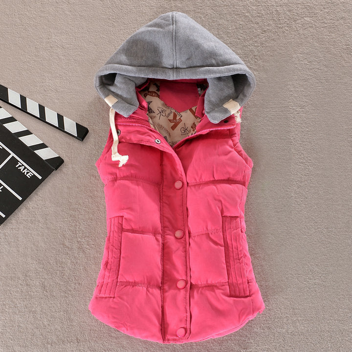 Karen | Sleeveless Hooded Vest with Snap Buttons