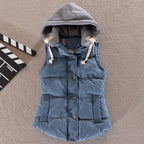 Karen | Sleeveless Hooded Vest with Snap Buttons